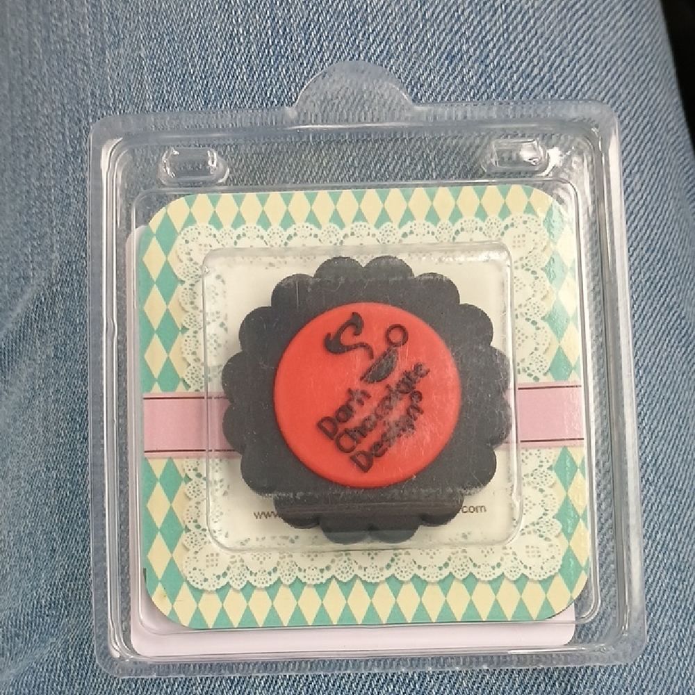 Dark Chocolate Design Eraser Cookie Red and Black.